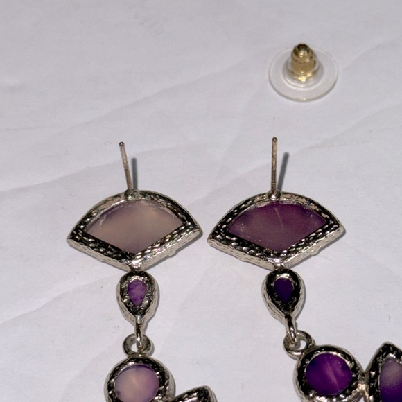 Vintage Kendra Scott Daphiney Purple Agate Chandelier Earrings - Picture 10 of 13